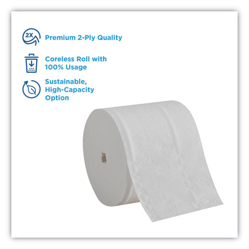 Compact Coreless Bath Tissue, Septic Safe, 2-ply, White, 750 Sheets-roll, 36-carton