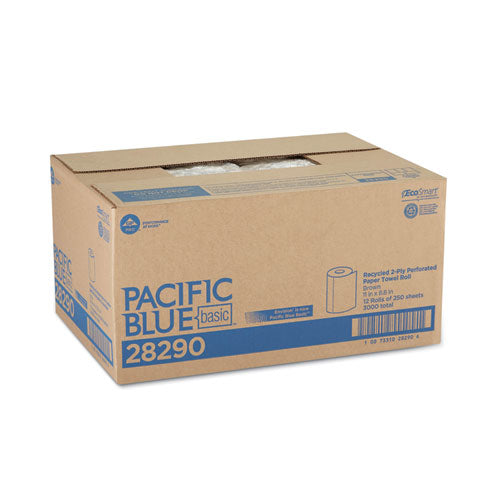 Pacific Blue Basic Perforated Paper Towel, 11 X 8 4-5, Brown, 250-roll, 12 Rl-ct