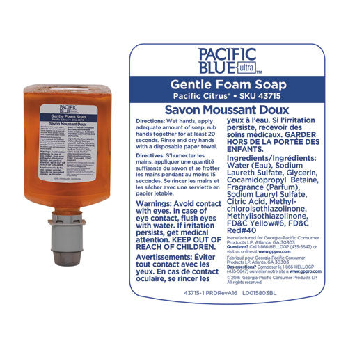 Pacific Blue Ultra Soap Manual Refill, Citrus, 1200 Ml, 4-carton