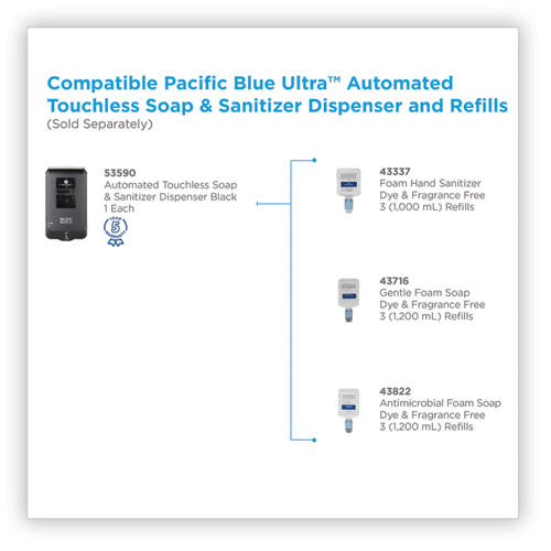 Pacific Blue Ultra Automated Touchless Soap-sanitizer Dispenser, 1000 Ml, 6.54" X 11.72" X 4", Black