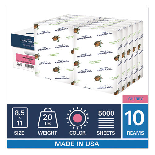 Colors Print Paper, 20lb, 8.5 X 11, Cherry, 500 Sheets-ream, 10 Reams-carton