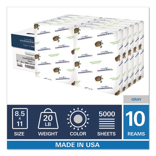 Colors Print Paper, 20lb, 8.5 X 11, Gray, 500 Sheets-ream, 10 Reams-carton