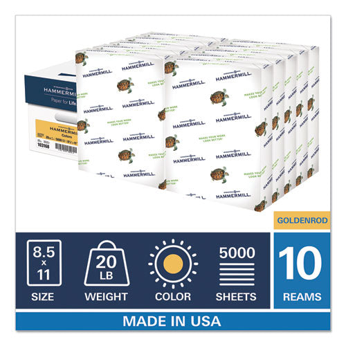 Colors Print Paper, 20lb, 8.5 X 11, Goldenrod, 500 Sheets-ream, 10 Reams-carton