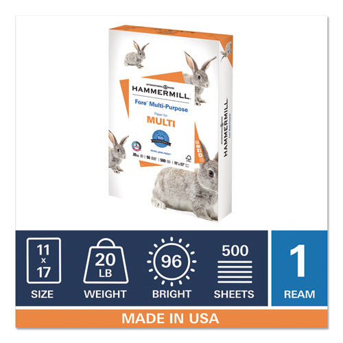Fore Multipurpose Print Paper, 96 Bright, 20lb, 11 X 17, White, 500-ream