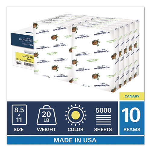Colors Print Paper, 20lb, 8.5 X 11, Canary, 500 Sheets-ream, 10 Reams-carton