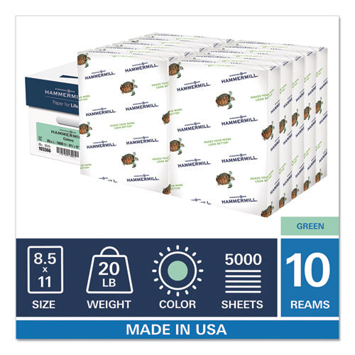 Colors Print Paper, 20lb, 8.5 X 11, Green, 500 Sheets-ream, 10 Reams-carton