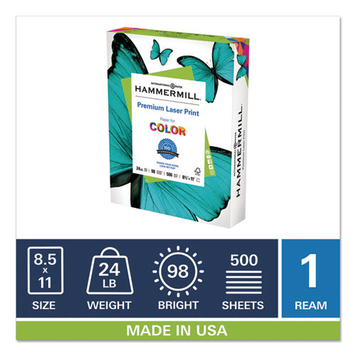 Premium Laser Print Paper, 98 Bright, 24lb, 8.5 X 11, White, 500-ream