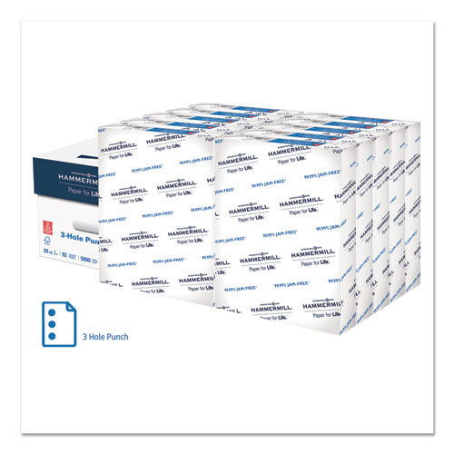 Copy Plus Print Paper, 92 Bright, 3-hole, 20 Lb, 8.5 X 11, White, 500-ream