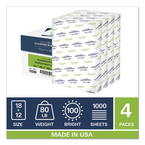 Premium Color Copy Cover, 100 Bright, 80lb, 18 X 12, 250 Sheets-pack, 4 Packs-carton