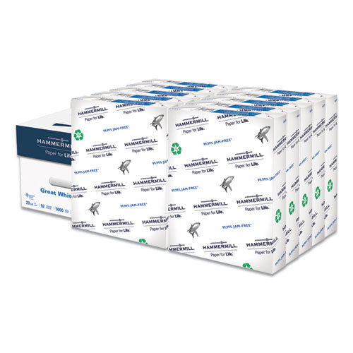 Great White 100 Recycled Print Paper, 92 Bright, 20lb, 8.5 X 11, White, 500 Sheets-ream, 10 Reams-carton
