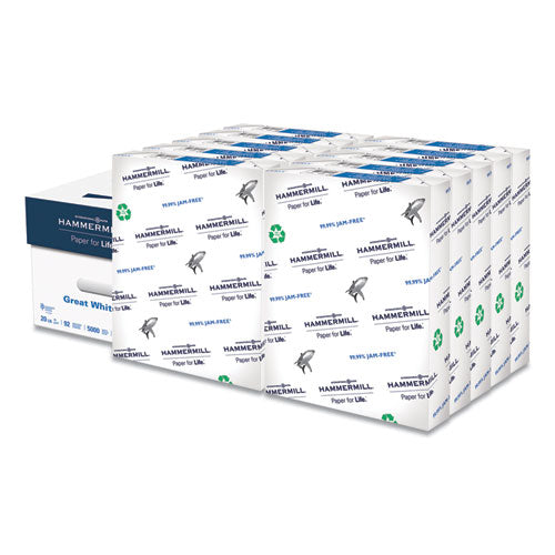 Great White 100 Recycled Print Paper, 92 Bright, 20lb, 8.5 X 11, White, 500 Sheets-ream, 10 Reams-carton