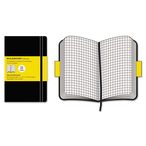 Classic Softcover Notebook, 4 Sq-in Quadrille Rule, Black Cover, 5.5 X 3.5, 192 Sheets