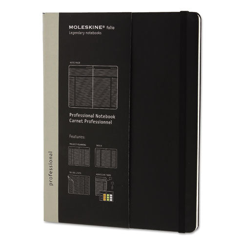 Professional Notebook, Narrow Rule, Black Cover, 9.75 X 7.5, 192 Sheets