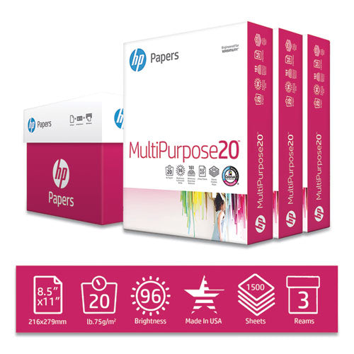 Multipurpose20 Paper, 96 Bright, 20lb, 8.5 X 11, White, 500 Sheets-ream, 3 Reams-carton