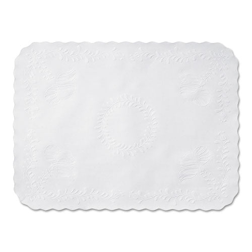 Anniversary Embossed Scalloped Edge Tray Mat, 14 X 19, White, 1,000-carton