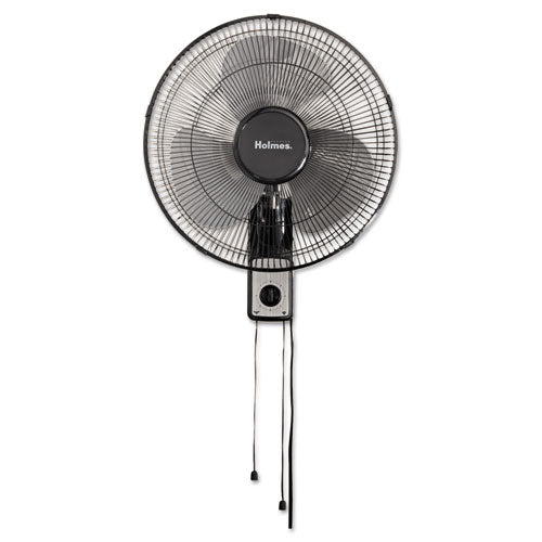 16" Wall Mount Fan, 3-speed, Metal, Black