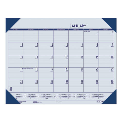 Recycled Ecotones Ocean Blue Monthly Desk Pad Calendar, 22 X 17, 2021