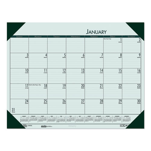 Recycled Ecotones Woodland Green Monthly Desk Pad Calendar, 22 X 17, 2021