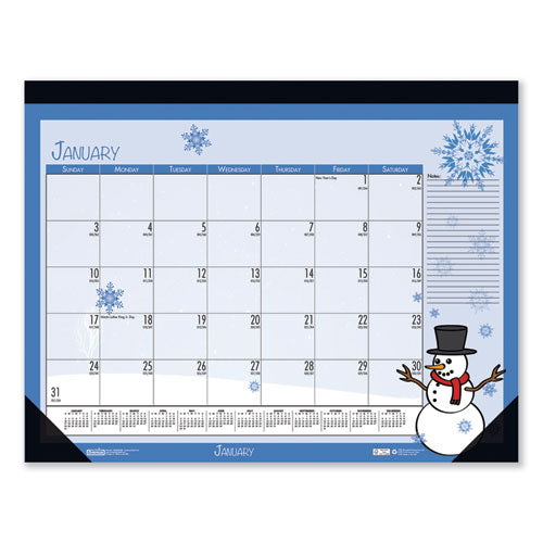 100% Recycled Seasonal Academic Desk Pad Calendar, 22 X 17, 2020-2021