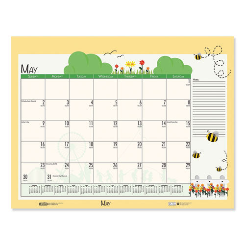 100% Recycled Seasonal Academic Desk Pad Calendar, 22 X 17, 2020-2021