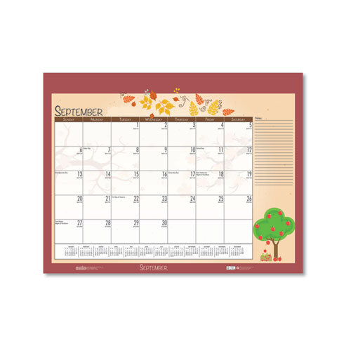 100% Recycled Seasonal Academic Desk Pad Calendar, 22 X 17, 2020-2021