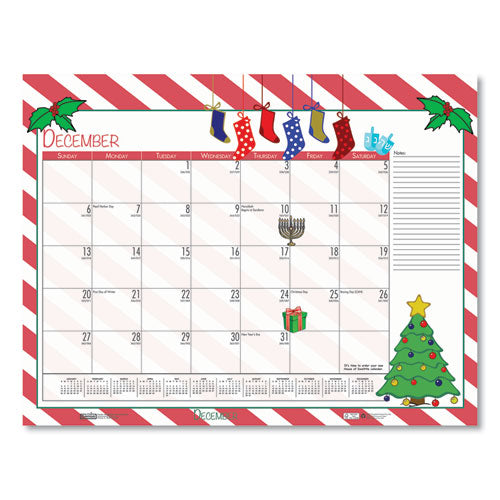 100% Recycled Seasonal Academic Desk Pad Calendar, 22 X 17, 2020-2021