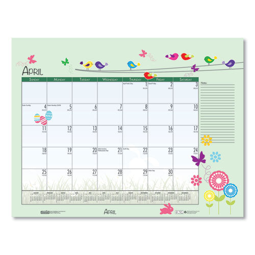 100% Recycled Seasonal Academic Desk Pad Calendar, 22 X 17, 2020-2021