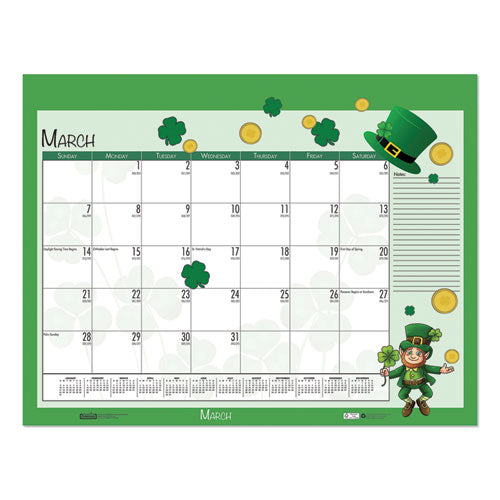 100% Recycled Seasonal Academic Desk Pad Calendar, 22 X 17, 2020-2021