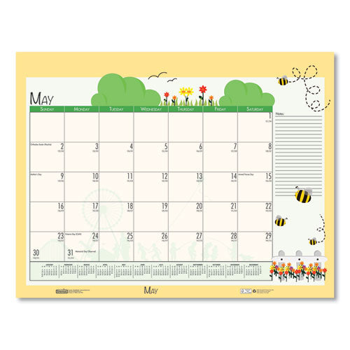 Earthscapes Seasonal Desk Pad Calendar, 22 X 17, Illustrated Holiday, 2021