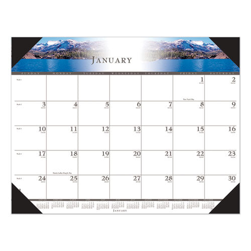 Recycled Full-color Photo Monthly Desk Pad Calendar, 22 X 17, 2021