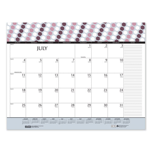 100% Recycled Geometric Desk Pad Calendar, 22 X 17, 2021