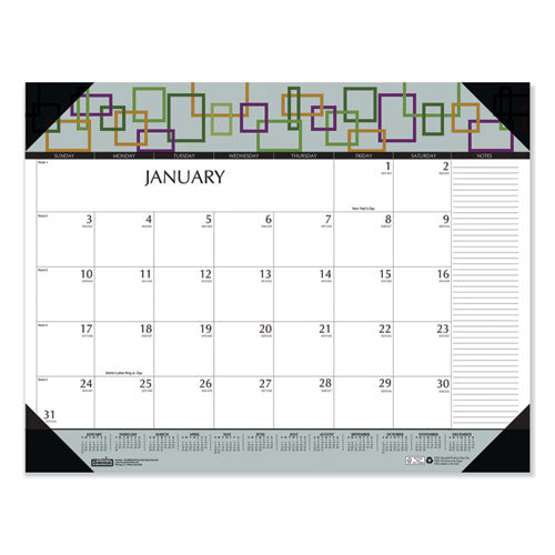 100% Recycled Geometric Desk Pad Calendar, 22 X 17, 2021