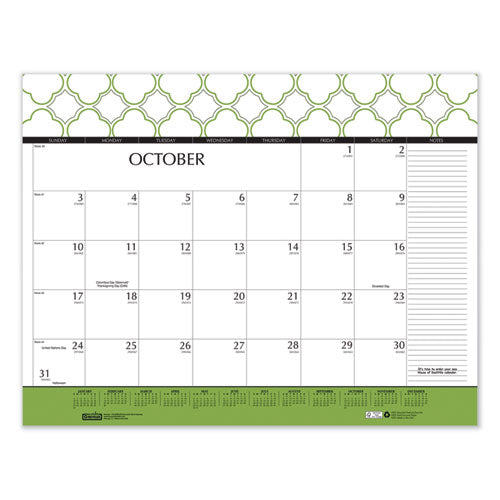 100% Recycled Geometric Desk Pad Calendar, 22 X 17, 2021