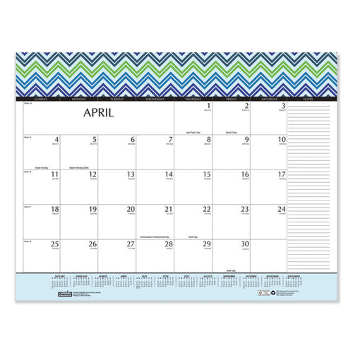 100% Recycled Geometric Desk Pad Calendar, 22 X 17, 2021