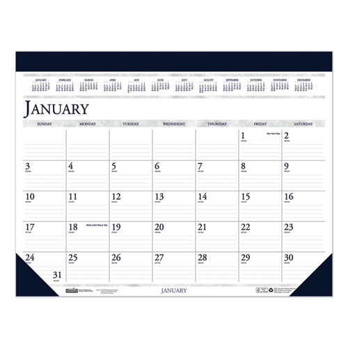 Recycled Two-color Monthly Desk Pad Calendar, 18.5 X 13, 2021