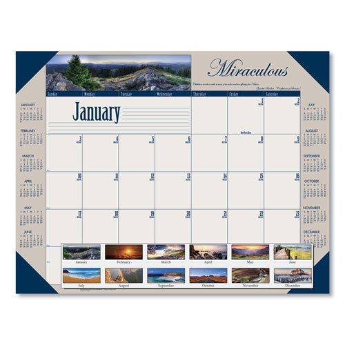 Recycled Motivational Photographic Monthly Desk Pad Calendar, 22 X 17, 2021