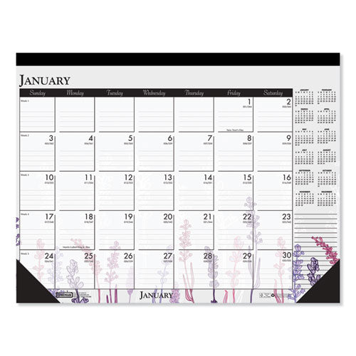 100% Recycled Contempo Desk Pad Calendar, 18.5 X 13, Wild Flowers, 2021