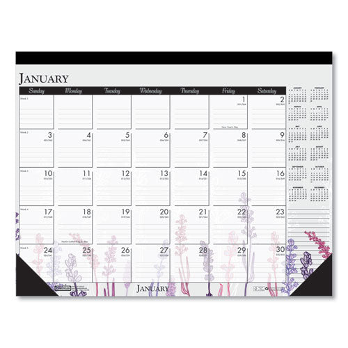 100% Recycled Contempo Desk Pad Calendar, 18.5 X 13, Wild Flowers, 2021