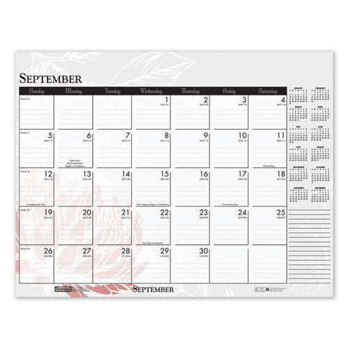 100% Recycled Contempo Desk Pad Calendar, 22 X 17, Wild Flowers, 2021