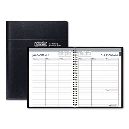 Recycled Weekly Appointment Book, Ruled Without Times, 8.75 X 6.88, Black, 2021
