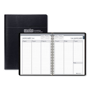 Recycled Weekly Appointment Book, Ruled Without Times, 8.75 X 6.88, Black, 2021