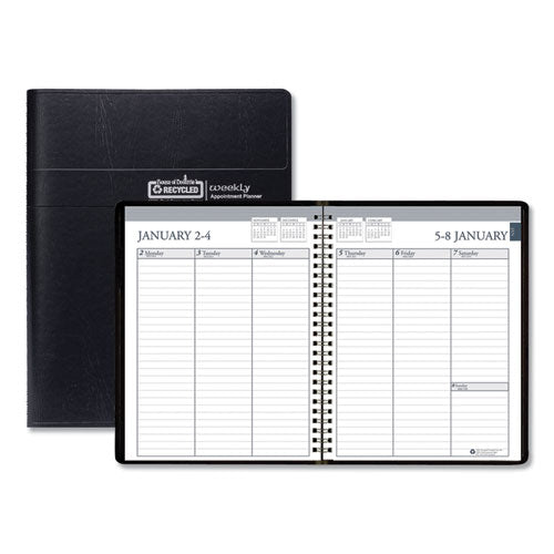 Recycled Weekly Appointment Book, Ruled Without Times, 8.75 X 6.88, Black, 2021