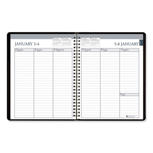 Recycled Weekly Appointment Book, Ruled Without Times, 8.75 X 6.88, Black, 2021