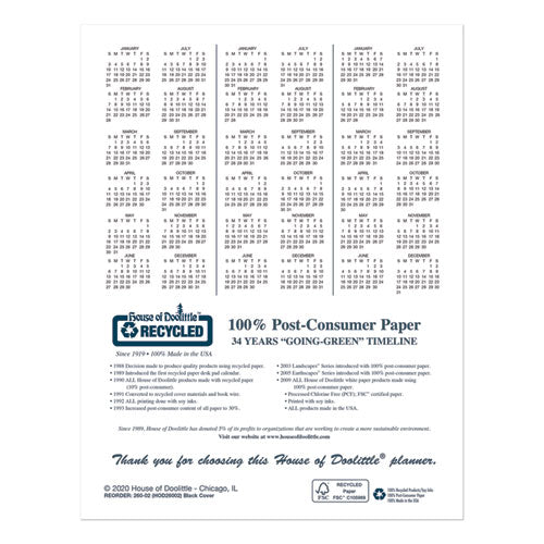 Recycled Ruled Planner With Stitched Leatherette Cover, 11 X 8.5, Black, 2020-2022