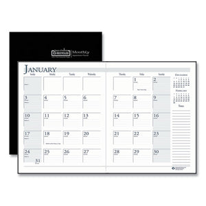 Recycled Ruled Planner With Stitched Leatherette Cover, 10 X 7, Black, 2020-2022