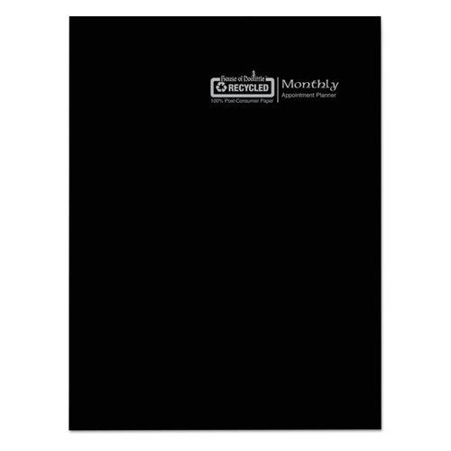 Recycled Ruled Planner With Stitched Leatherette Cover, 10 X 7, Black, 2020-2022