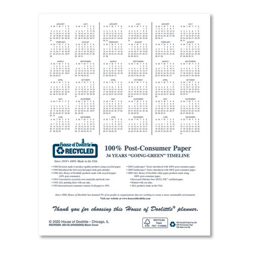 Recycled Ruled Planner With Stitched Leatherette Cover, 10 X 7, Black, 2020-2022