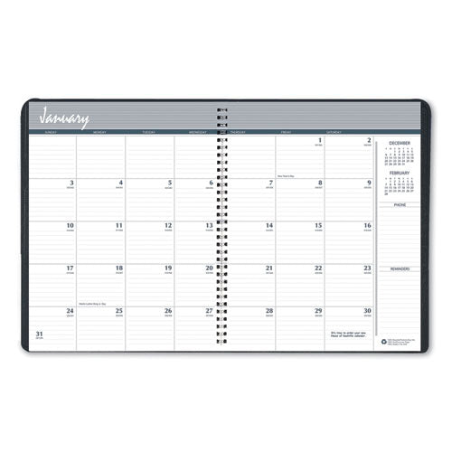 Recycled Ruled Monthly Planner, 14-month Dec.-jan., 11 X 8.5, Black, 2020-2022