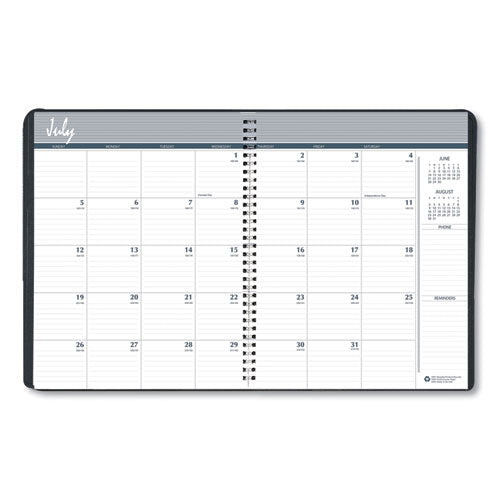 Academic Ruled Monthly Planner, 14-month July-august, 11 X 8.5, Black, 2020-2021