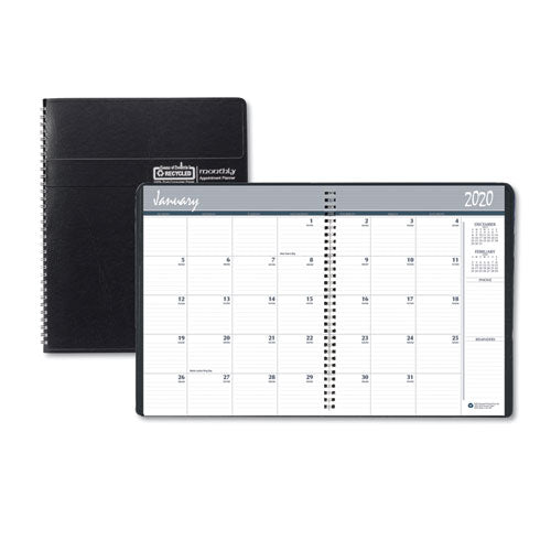 Recycled Ruled Monthly Planner With Expense Log, 8.75 X 6.88, Black, 2020-2022